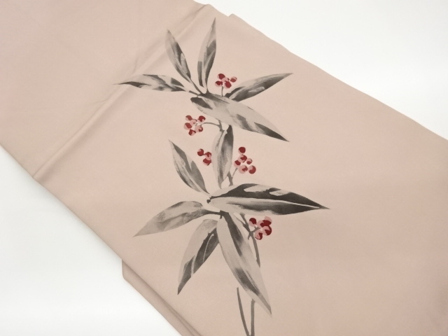 塩瀬南天模様名古屋帯